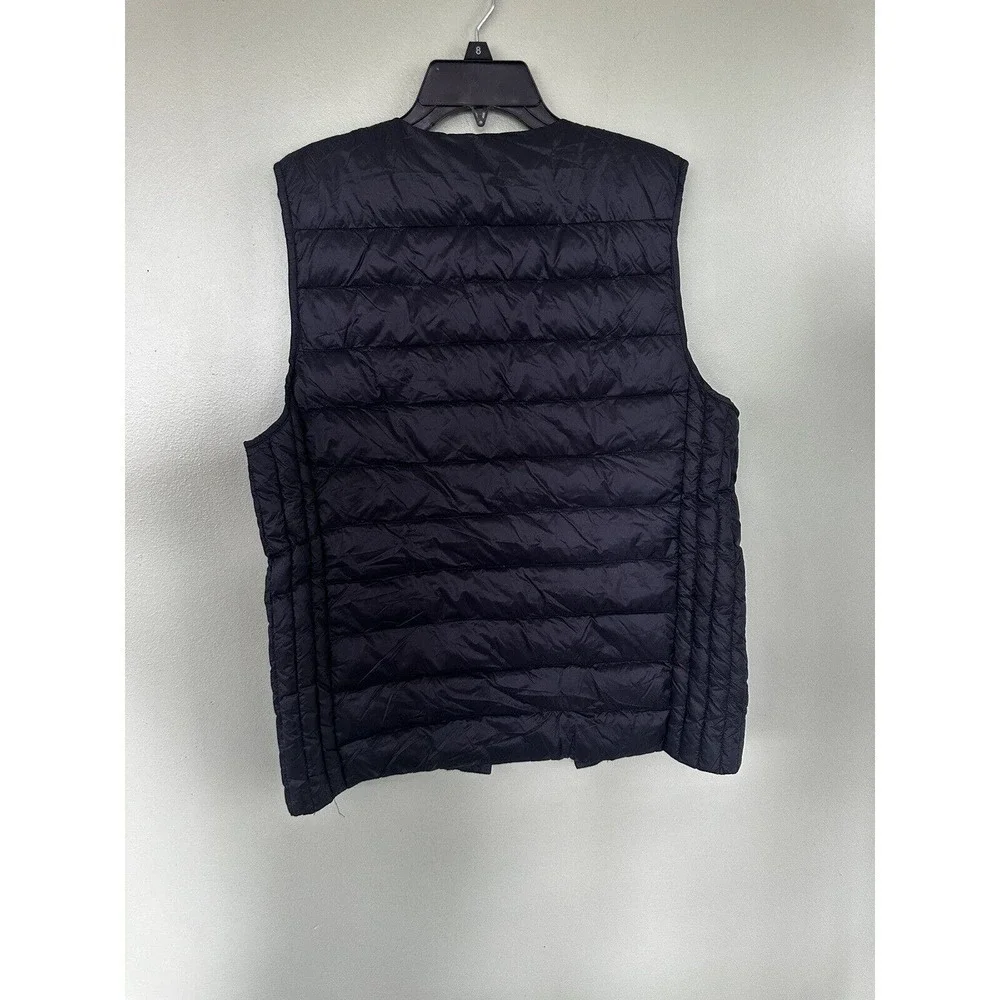 Real Goose Vest Mens Sz S Puffer Snap Feather Fill Navy Blue​​​​ - Picture 4 of 4